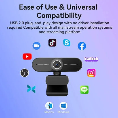 EMEET C60E Webcam | 4K/2K/1440P/1080P USB Autofocus Camera for Video Calls & Conferences
