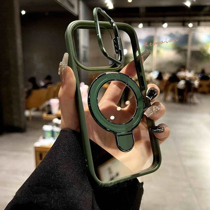 Luxury Magnetic Ring Stand Clear Case with Glass Lens Protection for iPhone 11–16 Pro Max & Plus – MagSafe Compatible Cover