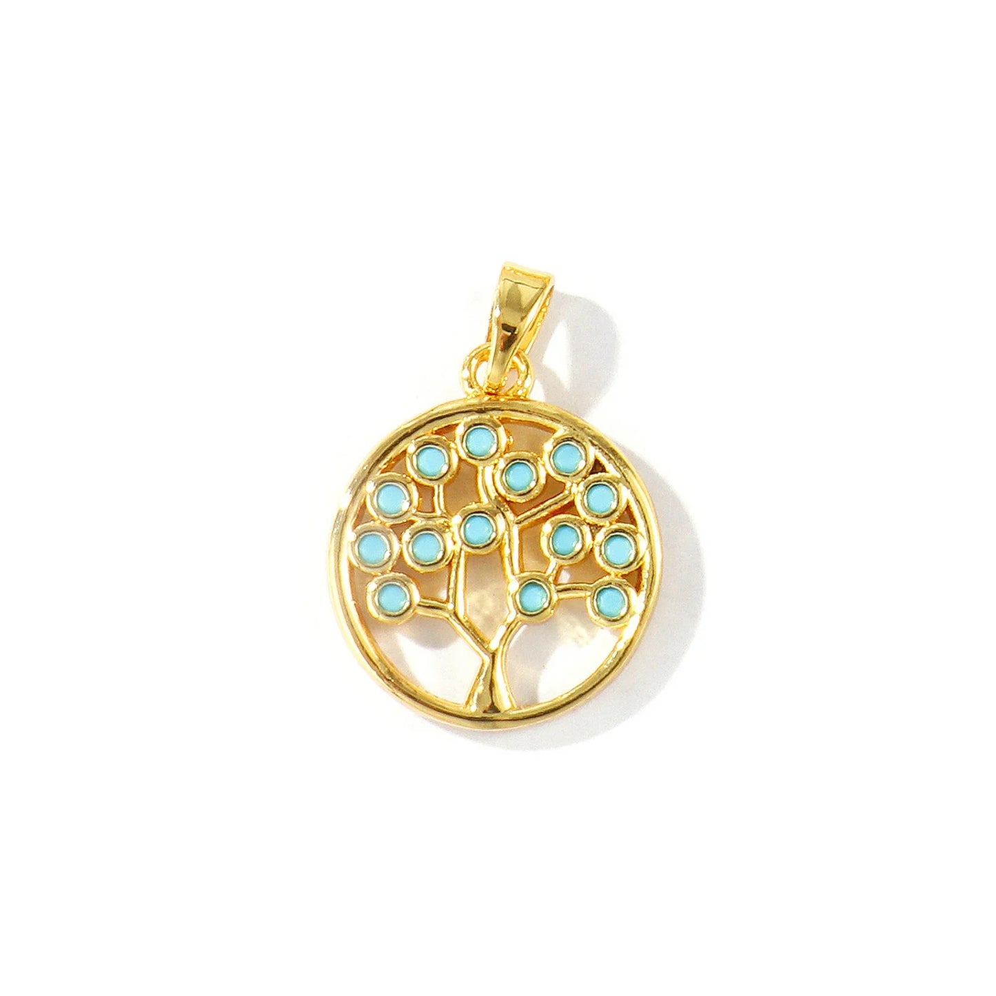 Blue Cubic Zirconia Ocean Charm Pendant Set – 18K Gold Plated Starfish, Mermaid & Conch DIY Necklace Jewelry