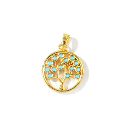 Blue Cubic Zirconia Ocean Charm Pendant Set – 18K Gold Plated Starfish, Mermaid & Conch DIY Necklace Jewelry
