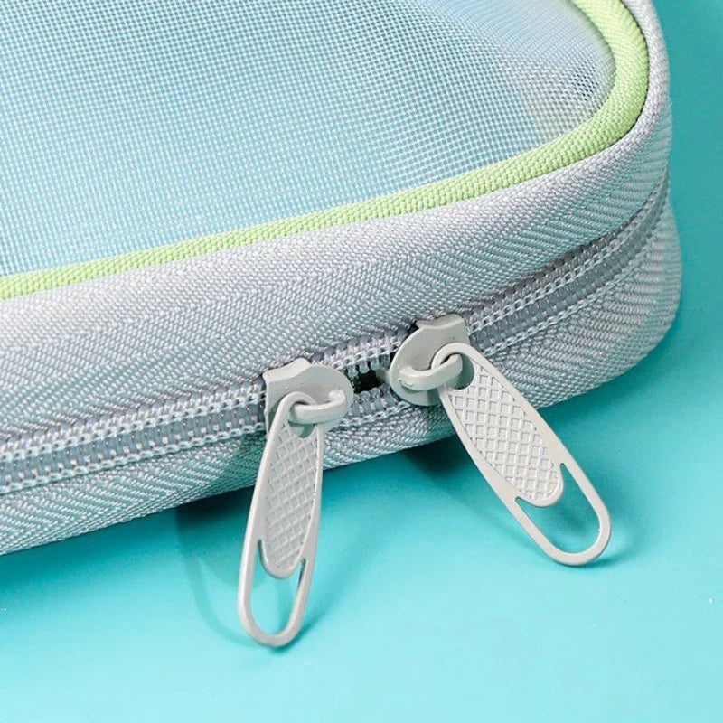 A4 Double Layer Mesh Zipper Storage Bag – Large Capacity Stationery Organizer Folder for School and Office Supplies