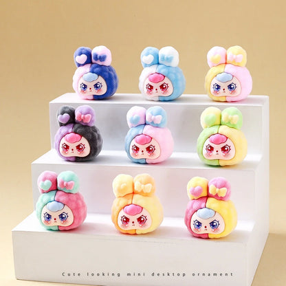 9pcs Babythree Dimoo Anime Flocked Action Figures Decorative Pendant Kawaii Desktop Dolls Toy Gifts