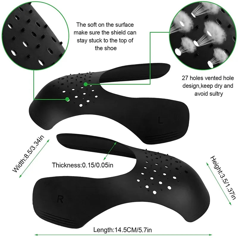 4Pcs Shoe Crease Protector - Anti-Bending Crack Toe Cap Support for Sneakers - Lightweight Shield to Keep Shoes Looking New