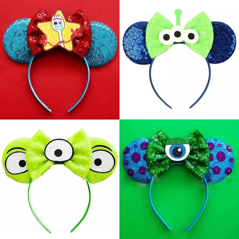 Toy Story Character Headbands - Sequin Bow, Woody, Buzz Lightyear & Alien Hair Accessories for Girls