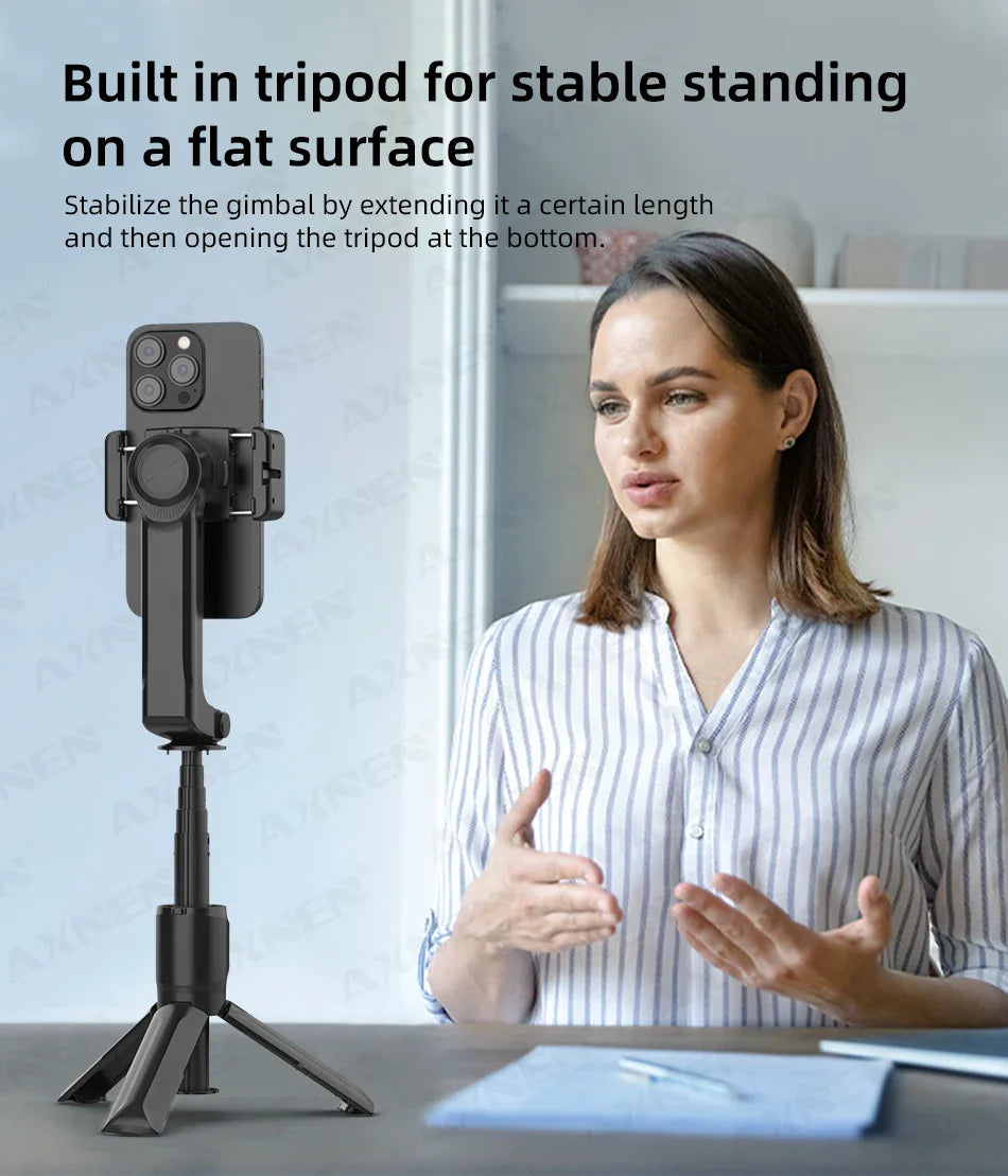 AXNEN HQ2 Series Handheld Mobile Phone Stabilizer – Smartphone Gimbal & GoPro Extension Rod Selfie Stick Tripod