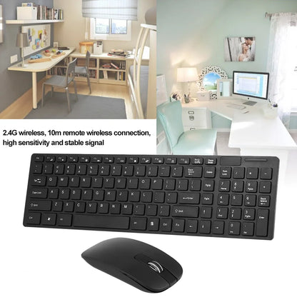 K-06 2.4G Wireless Keyboard and Mouse Combo – Plug & Play Black Set for Laptop & PC