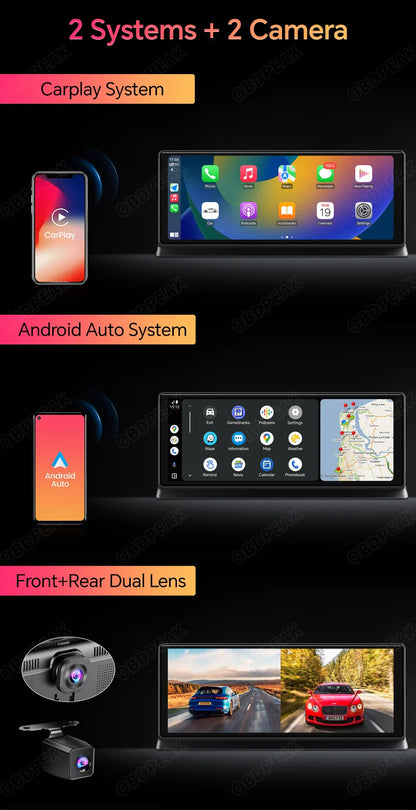 K2 Pro 11.3" 4K Dash Cam — Car DVR with Wireless CarPlay, Android Auto, 5G WiFi & GPS Navigation