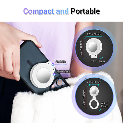 JJC Rechargeable Selfie LED Ring Light - Magnetic Design, 3 Adjustable Light Modes - 180°Foldable for iPhone 15, 14, 13