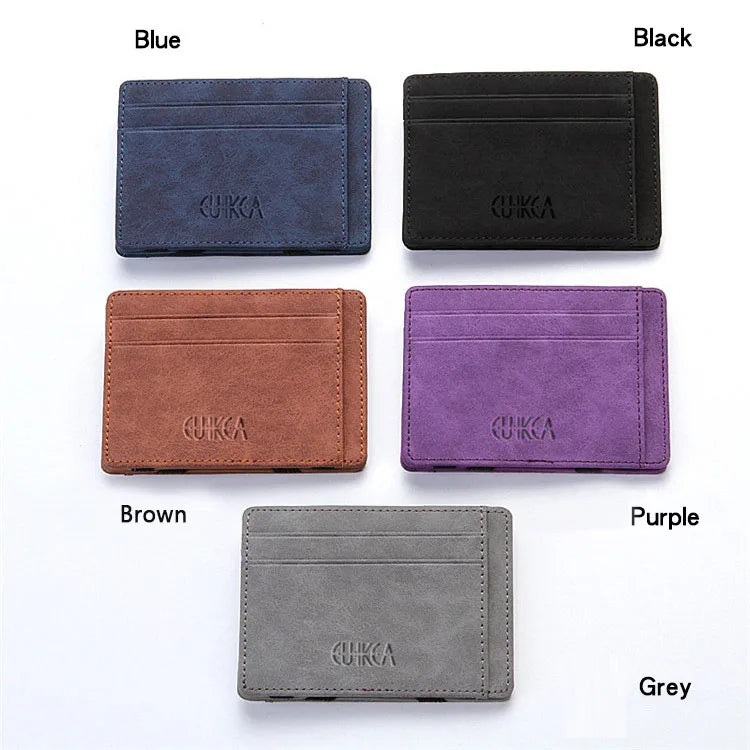 Mini Men’s Card Holder Wallet — Slim PU Leather Wallet with Zipper Coin Pocket, Magic Closure, Credit Card Case, Small Men’s Purse