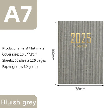 2025 A7 Pocket Planner – 365 Day PU Cover Notebook, Daily & Weekly Calendar, Office & School Agenda