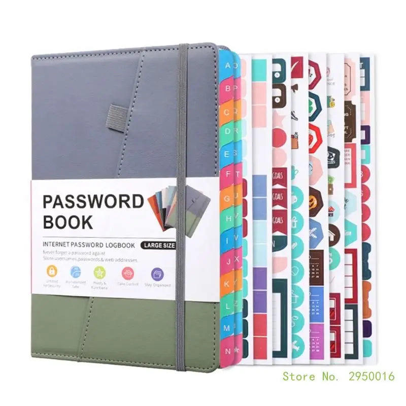 A5 PU Hardcover Password Book with Alphabetical Tabs – Password Keeper Notebook for Internet Login Storage