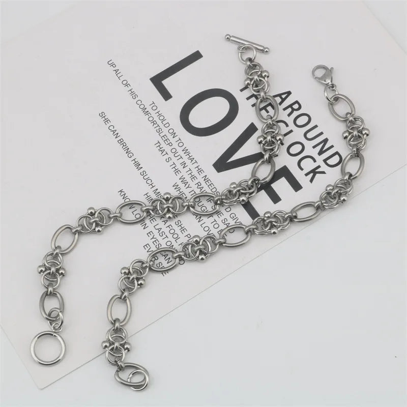 316L Stainless Steel Chain Bracelet - Hip Hop Tricycle Design DIY Statement Jewelry For Men & Women Kpop Style