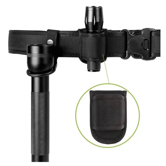 Tactical Flashlight Holder - Nylon Duty Belt Torch Pouch Open Top Carry Case for Camping, Hiking & Outdoor Activities