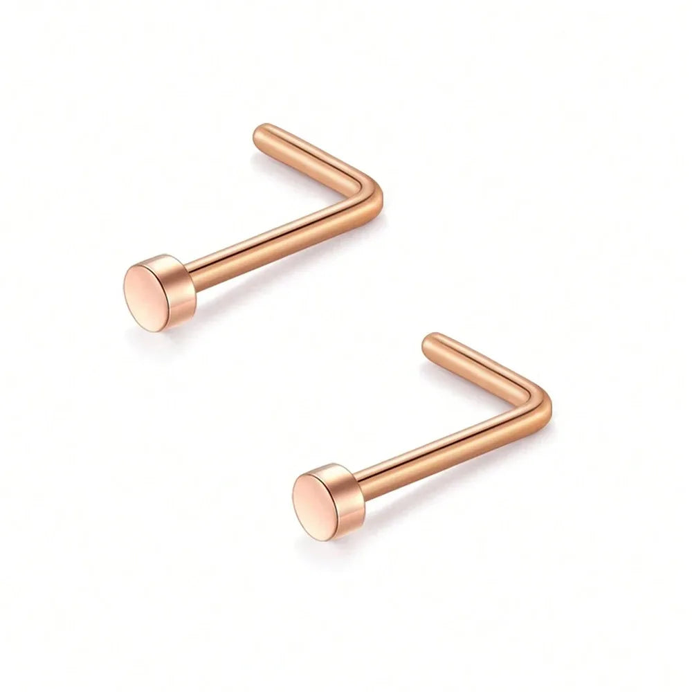 20G Stainless Steel L-Shaped Nose Stud Ring – 2mm Ball Twister Screw Nose Piercing Jewelry for Women & Men Stylish Body Accessory