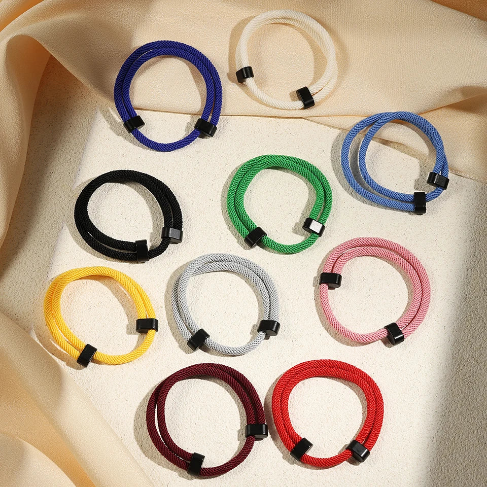 Colorful Double Adjustable Rope Bracelet – Handwoven Versatile Couple Gift