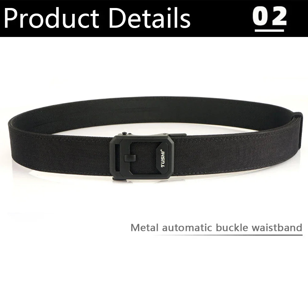 TUSHI Men's Military Tactical Belt – Heavy-Duty Sturdy Nylon with Automatic Buckle for Outdoor & Casual Wear