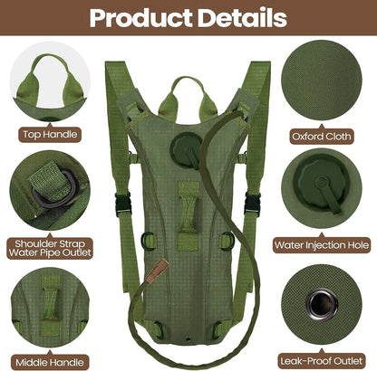 Tactical Hydration Pack Backpack: Military-Grade Waterproof Nylon Water Bag - 3L Bladder for Hiking, Cycling, Climbing