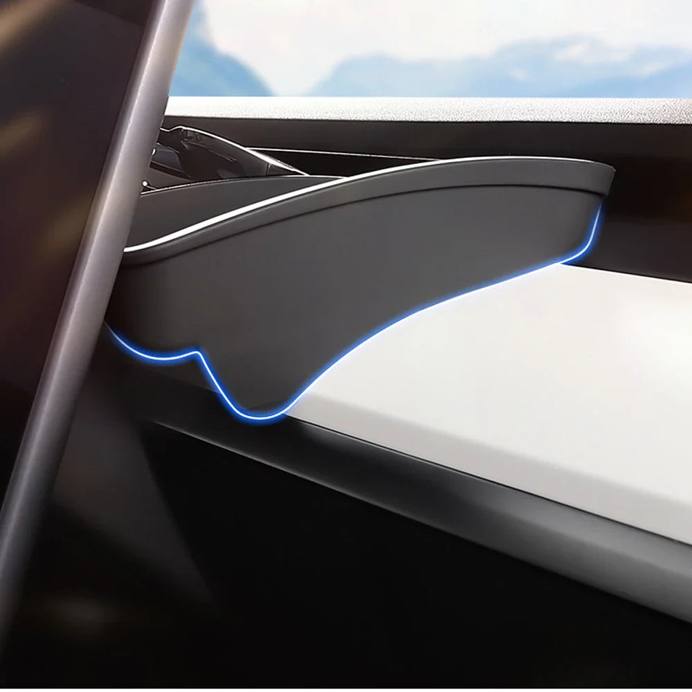Tesla Model 3 & Y Rear Screen Storage Box – Hidden TPE Organizer Tray & Tissue Box for Interior Accessories
