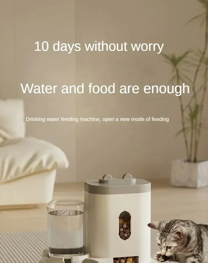 Automatic Pet Feeder with Water Fountain – Large Capacity Dog & Cat Food Bowl