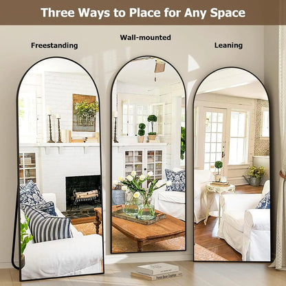 21x64 inch Arched Full Length Mirror – High Definition Aluminum Alloy Frame for Bedroom or Living Room
