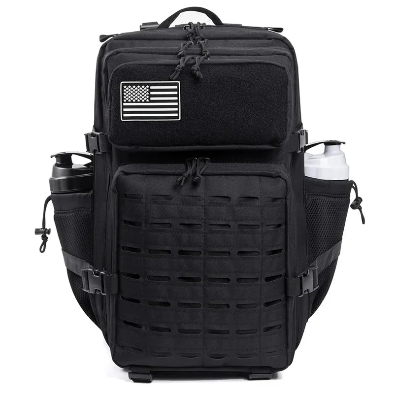QT&QY 25L/45L Tactical Backpack – Outdoor Survival & Hiking Rucksack for Men & Women, Bug Out Bag with Bottle Holder