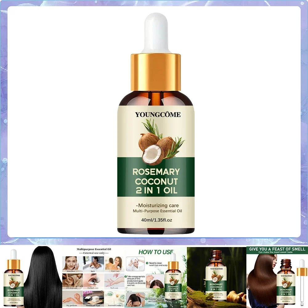 Rosemary Coconut Hair Oil - Nourishing Scalp Treatment for Stronger Hair Care & Hydration