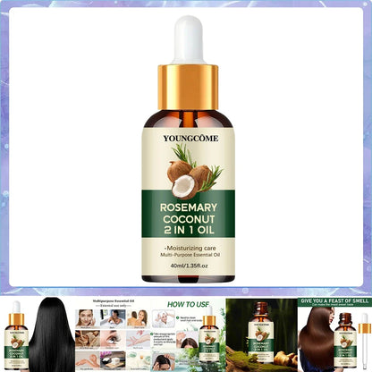 Rosemary Coconut Hair Oil - Nourishing Scalp Treatment for Stronger Hair Care & Hydration