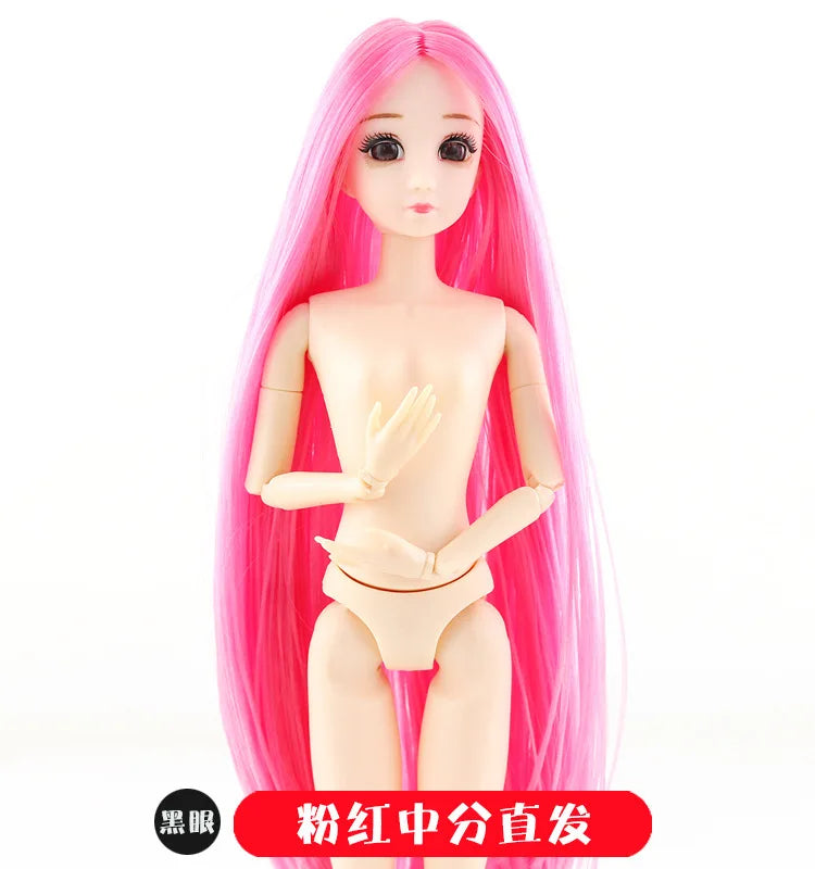 30cm Fashion Doll – 1/6 BJD Body with 3D Eyes, Long Wig, Princess Makeup DIY Toy for Girls