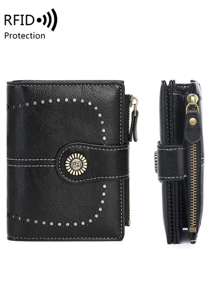 Fashionable Women’s Retro Short Wallet – PU Leather Multifunctional Handbag with Large Capacity, Multi-Card Slot & Coin Pocket