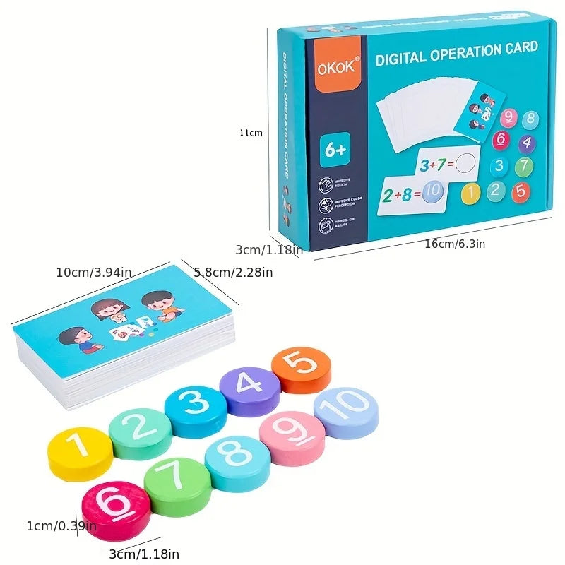 Kids Montessori Math Toy Set — Arithmetic Card Matching Games for Addition & Subtraction, Early Educational Counting Toy
