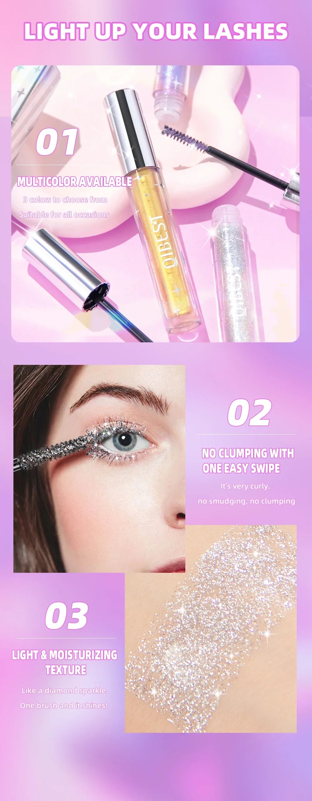 Diamond Galaxy Glitter Mascara – Sweat-Proof, Quick-Dry, Long-Lasting Curling Thick Lash Makeup          Ask ChatGPT