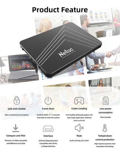Netac 2.5'' SATA SSD – 128GB to 4TB Internal Solid State Drive for PC, SATA3 Hard Drive