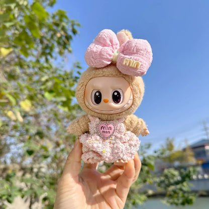 Cute Labubu Doll Outfit Set – Classic Dress for 17cm V2 Mini Dolls, Clothing Accessories for Kids Gift
