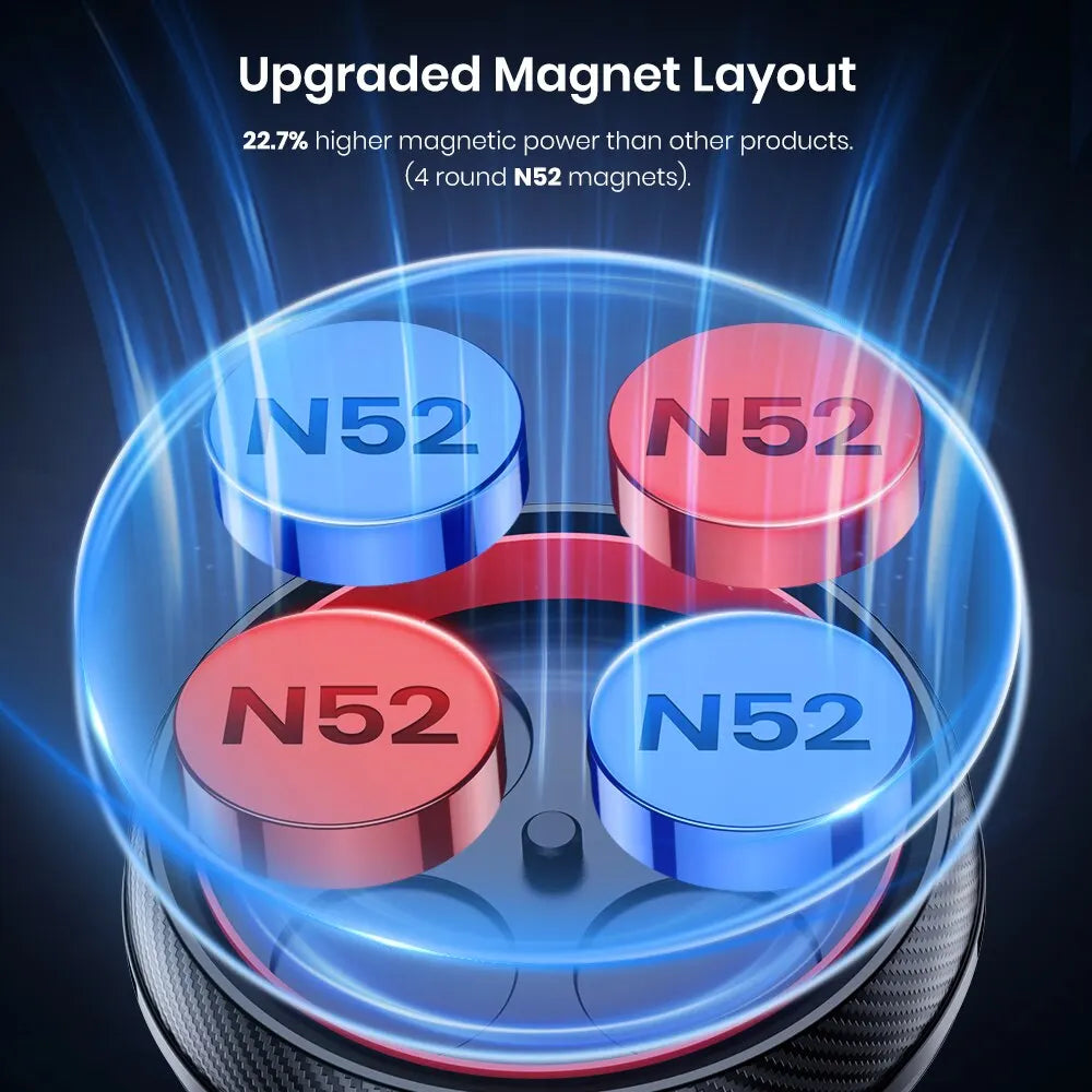 TOPK Magnetic Car Phone Mount – 6 N52 Magnets Air Vent Holder for iPhone 15 and Universal Smartphones