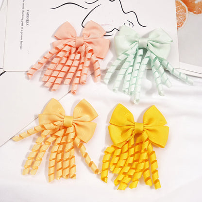 10pcs (5 Pairs) Baby Girls Hair Clips with 2.5" Grosgrain Ribbon Curly Korker Bows Hairpins