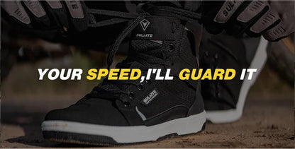 Men’s Motorcycle Boots - Breathable Anti-Fall, Road Racing Rider Shoes with Gear Shift Rubber Sole, Reflective Motorbike Boots