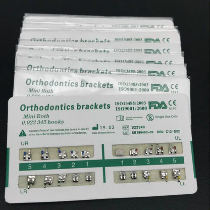 10 Packs Dental Orthodontic Metal Braces – Mini Roth/MBT/Edgewise 022 Slot Brackets for Dentist Treatment
