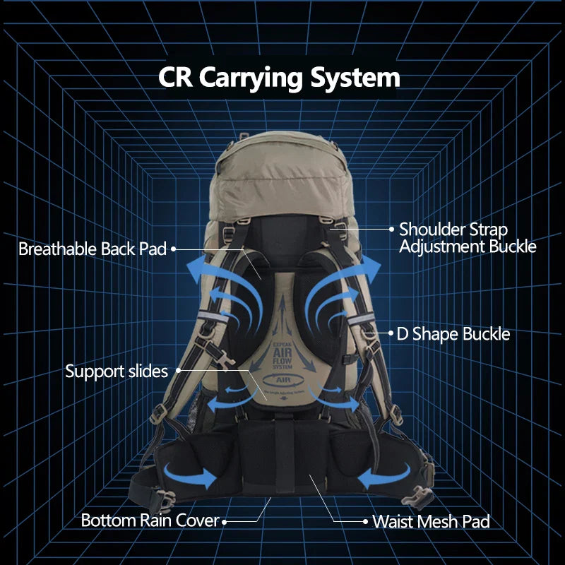 Naturehike 70L Camping Backpack — Large Capacity Ergonomic Hiking & Trekking Bag for Men with Rain Cover