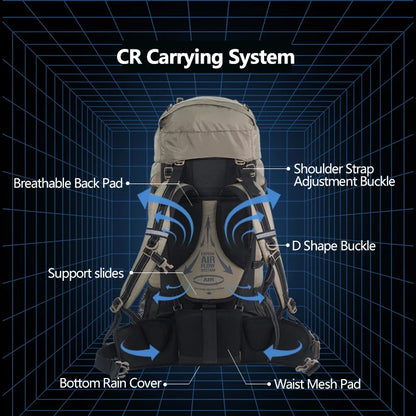 Naturehike 70L Camping Backpack — Large Capacity Ergonomic Hiking & Trekking Bag for Men with Rain Cover