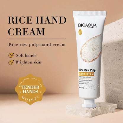 Rice Hand Cream – Nourishing & Moisturizing Non-Greasy Hand Care Lotion, Volumizing Rejuvenating Formula, 30g Skincare Treatment