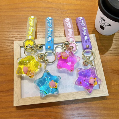 Kirby Keychain — Cartoon Quicksand Bottle Pendant for Kids | Anime Bag & School Bag Accessories, Car Decoration Gift
