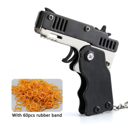 Mini Metal Gun Keychain – Folding Pistol Toy for Kids, Car Styling & Outdoor Gift