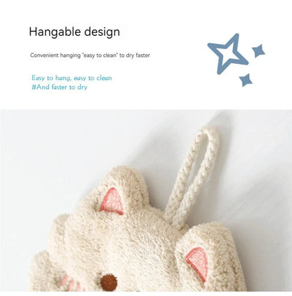 Cute Cartoon Tanuki Hanging Towel – Coral Velvet Absorbent Kitchen & Bathroom Towels, Thick Cloth