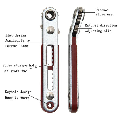 Multifunctional Ratchet Screwdriver: Bidirectional, Forward & Reverse Elbow Design - Includes Flat Head, Cross, and Slotted Tools