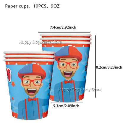 Happy Birthday Party Supplies Set — Cartoon Movie Theme Flag Banner, Paper Tableware, Latex Balloons & Cake Topper Decoration