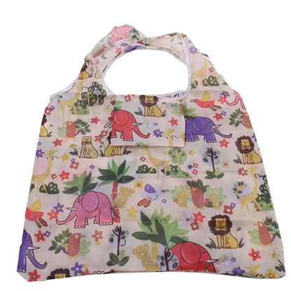 Portable Foldable Shopping Bag – Large Capacity Nylon Tote with Fashion Prints, Lightweight Reusable Travel & Grocery Essential Bag
