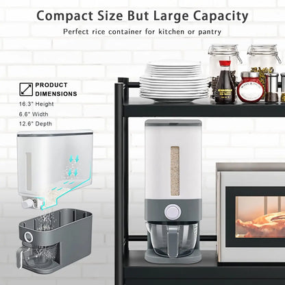 Large 25 lbs Rice & Cereal Dispenser | BPA-Free Dry Food Storage Container with Measuring Cup for Kitchen