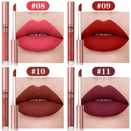 Matte Velvet Dark Red Brown Lip Gloss – Long-Lasting Waterproof Liquid Lipstick with Natural Moisturizer & Transparent Lip Oil