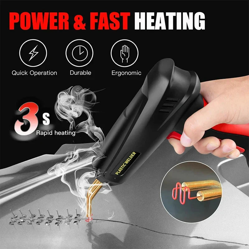 Upgraded 2-in-1 Plastic Welding Kit – 200W Hot Stapler & Soldering Gun with 6/4 Types Staples for Car Bumper Repair