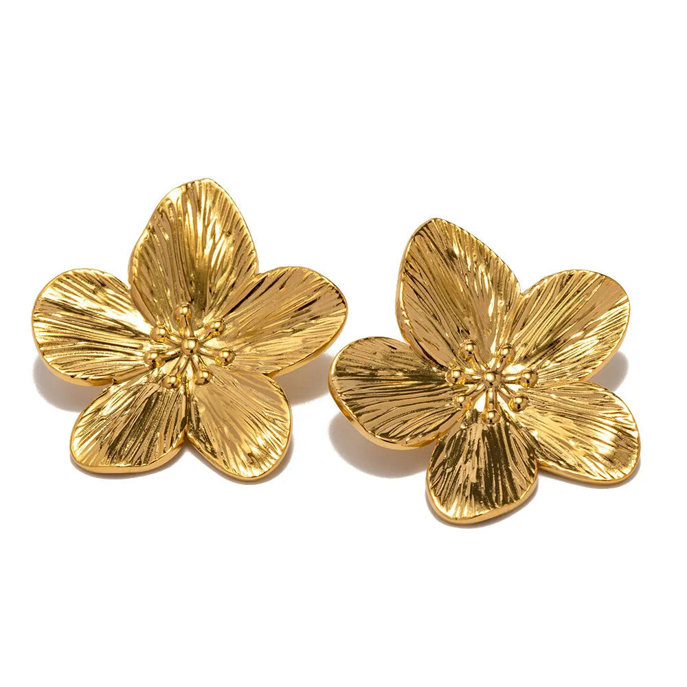 2PC Women's Trendy Stainless Steel Flower Earrings – Fashionable Outdoor Travel & Party Gifts